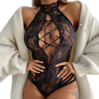 Black Sexy Babydoll Strap Boudoir Outfits Adult Underwear One Piece For Women